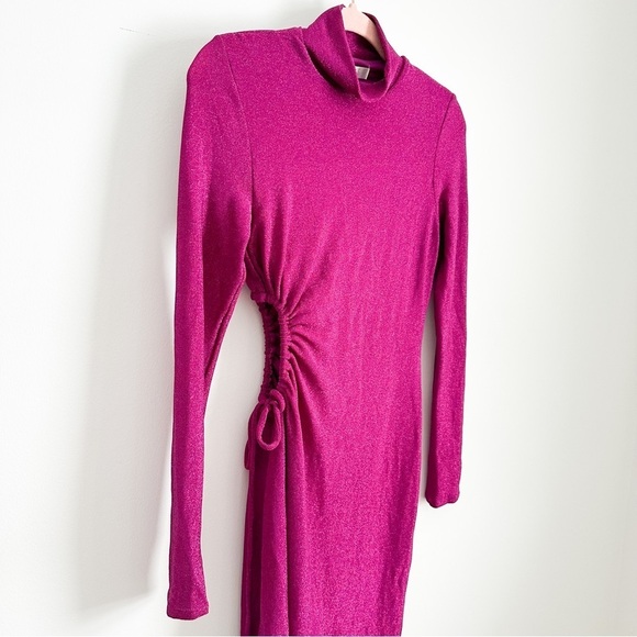 NWT Wayf Veronica Cut Out Midi Dress in Magenta Shimmer sz XS - Picture 9 of 15